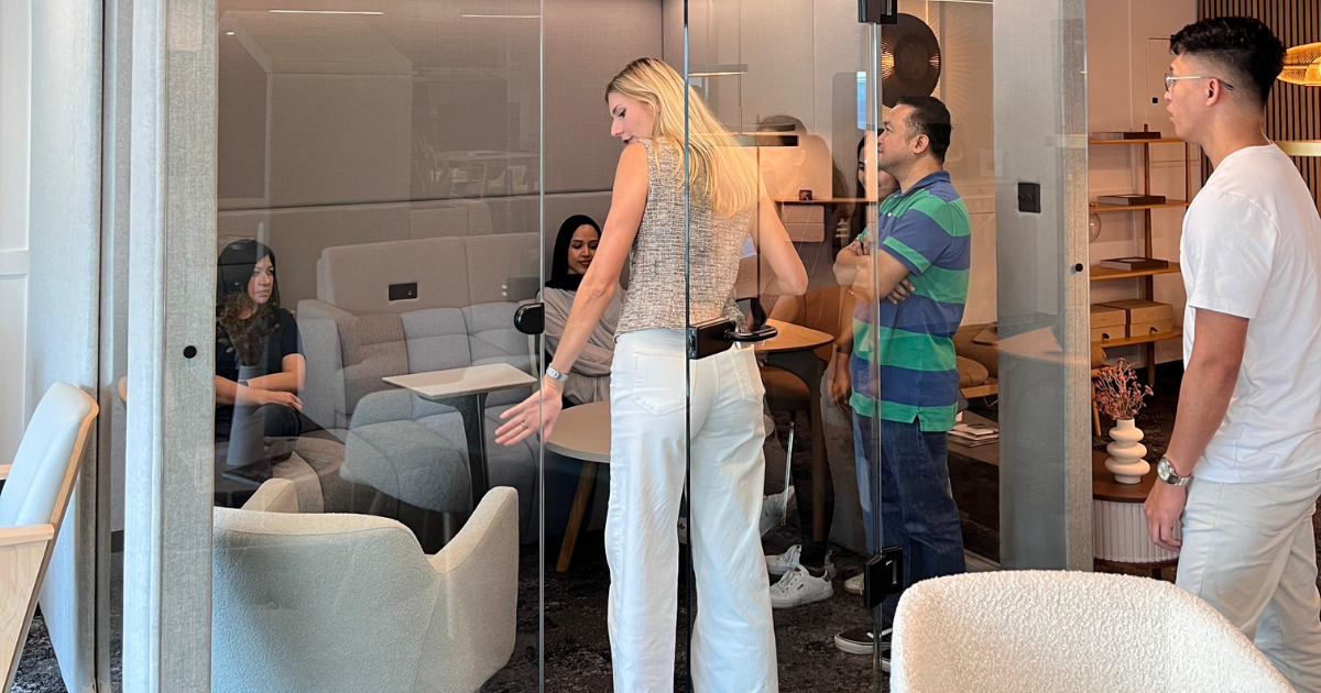 group talking inside